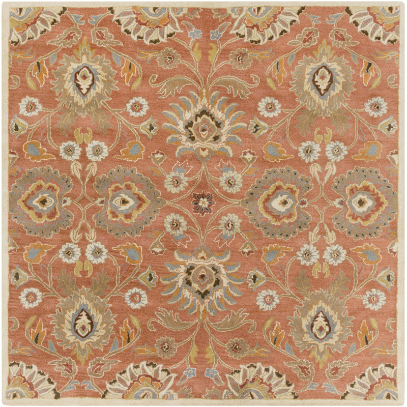 Tapis orange en laine touffeté à la main Arden, Carré 4 pi