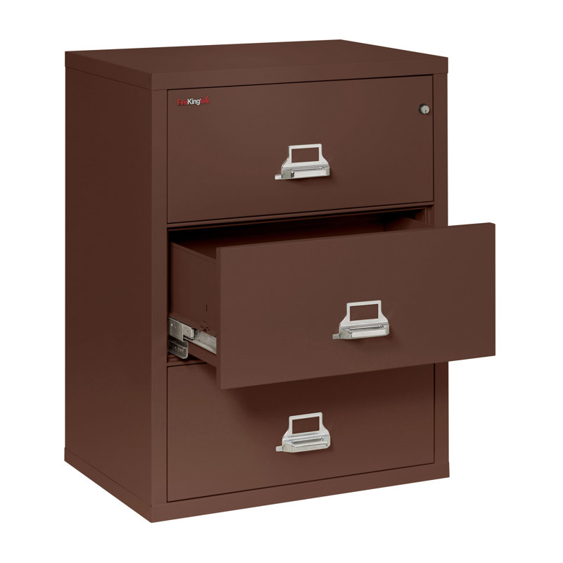 Fireproof 3 - Drawer File Cabinet, Brown, Key Lock