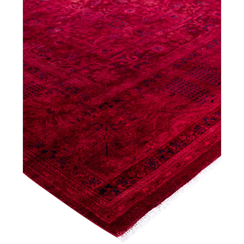 Overdyed Hand-Knotted Wool Modern-Contemporary Red Area Rug 8' 0" x 8' 2"