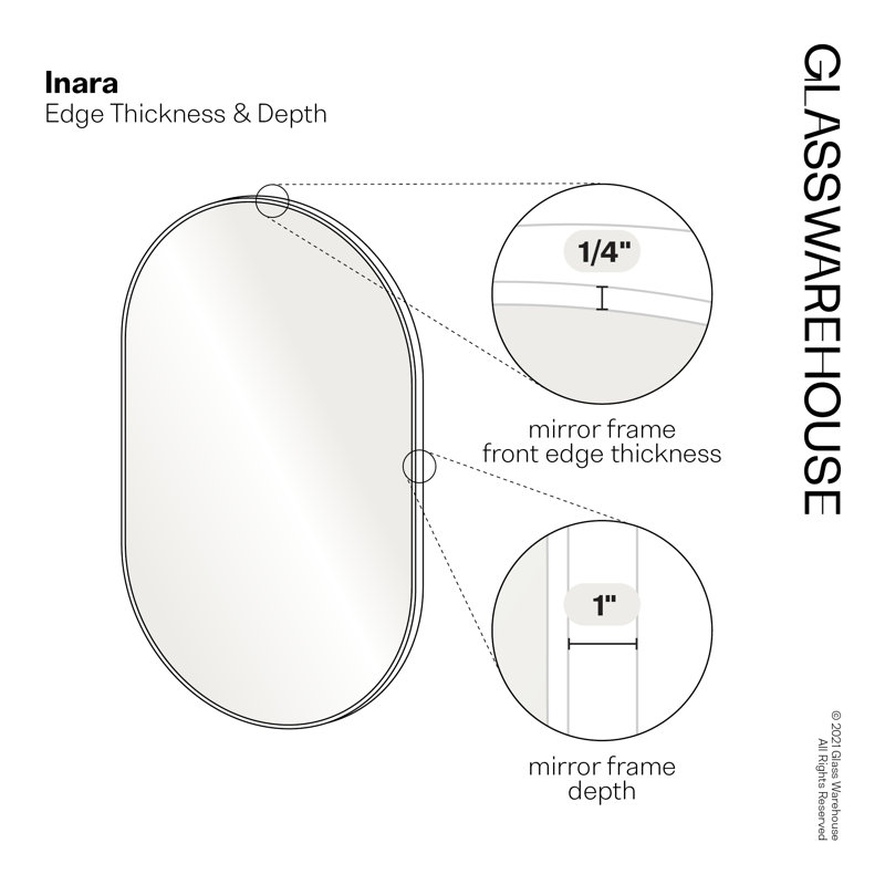 Modern & Contemporary Accent Bathroom / Vanity Dresser Mirror, Satin Brass, 36" x 22"