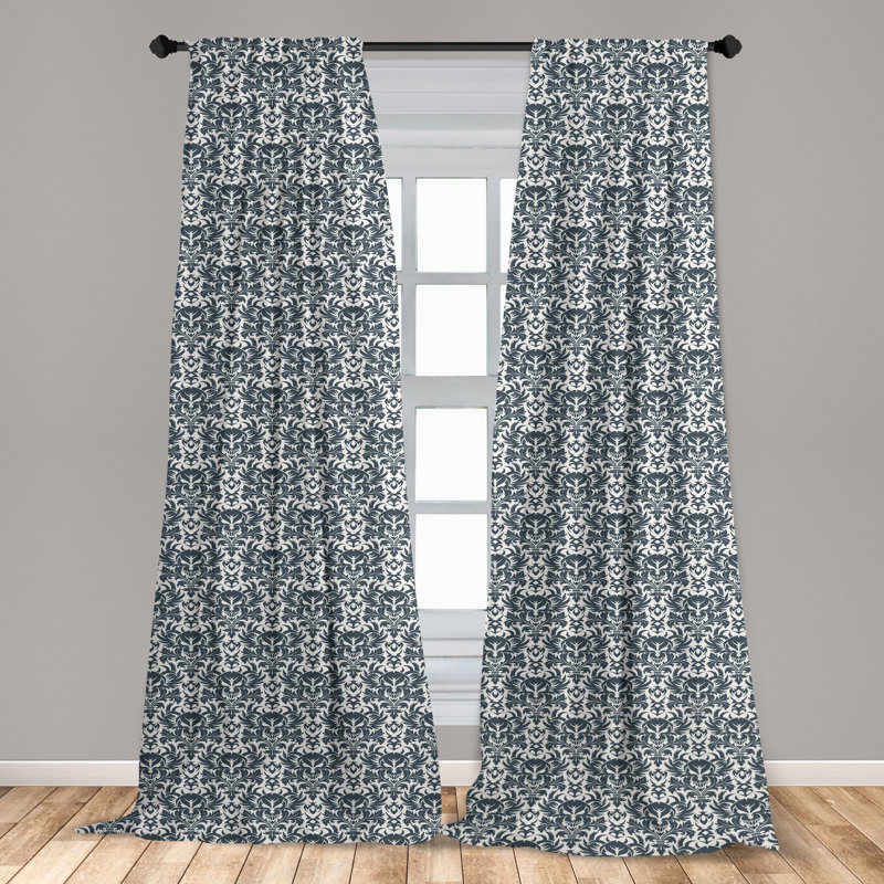 Skull Damask Semi-Sheer Rod Pocket Curtain Panels, 28" x 95"