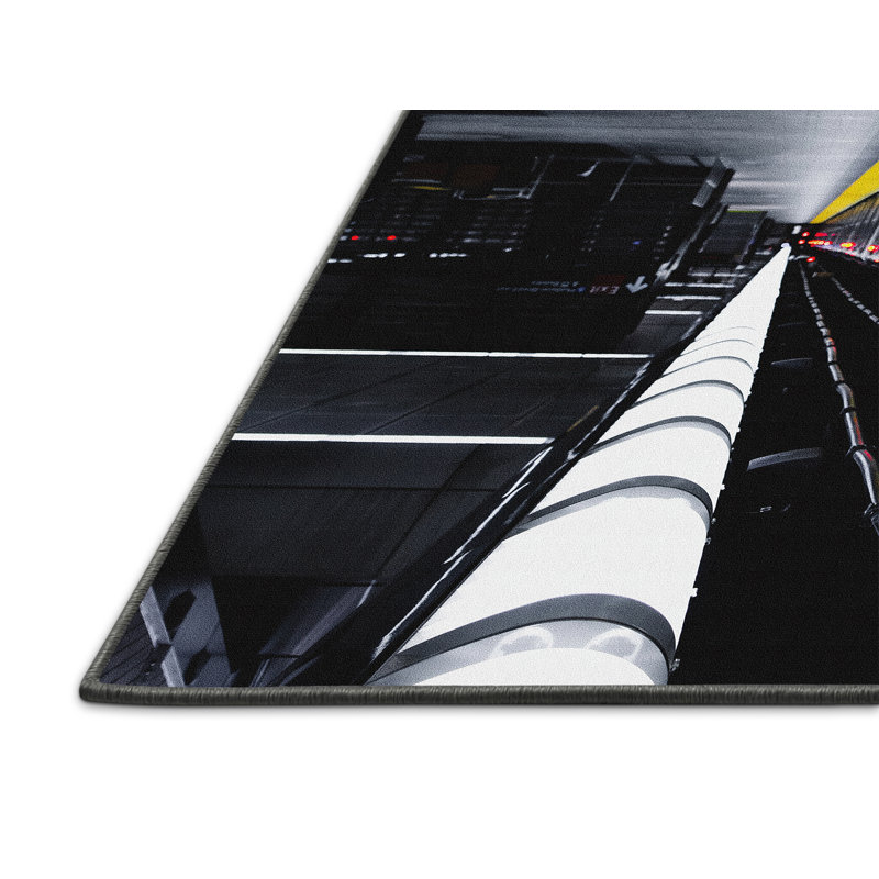 Tapis jaune / noir, Rectangle 7 pi x 9 pi