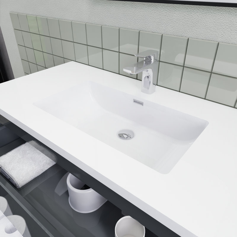 Alnwick 41.75'' Single Bathroom Vanity with Resin Top, Glossy Grey