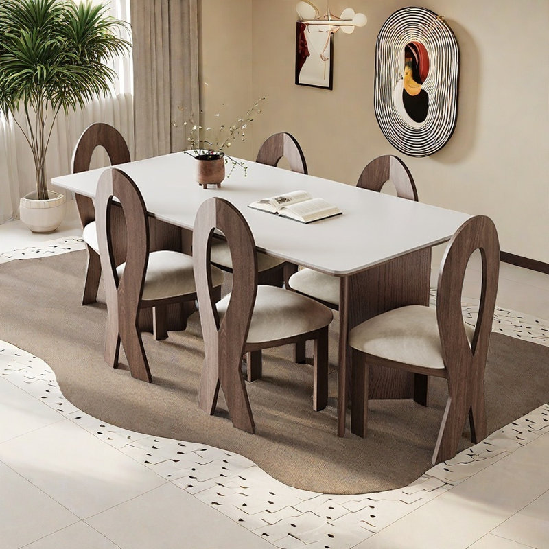 Ensemble de table de salle à manger en bois massif, H 29,52 po x L 62,99 po x l 31,49 po