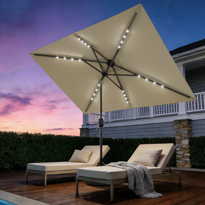 Rectangular Patio Umbrella 10x6.5ft with Crank and Tilt, Outdoor Table Umbrella with 6 Ribs and Vented Canopy for Garden, Deck, Lawn, Pool