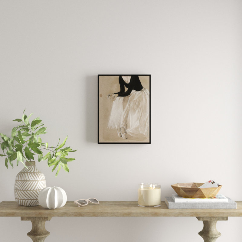 « ballet study i », peinture sur toile, H 17,7 po x l 13,7 po x P 1,75 po, Cadre flottant noir