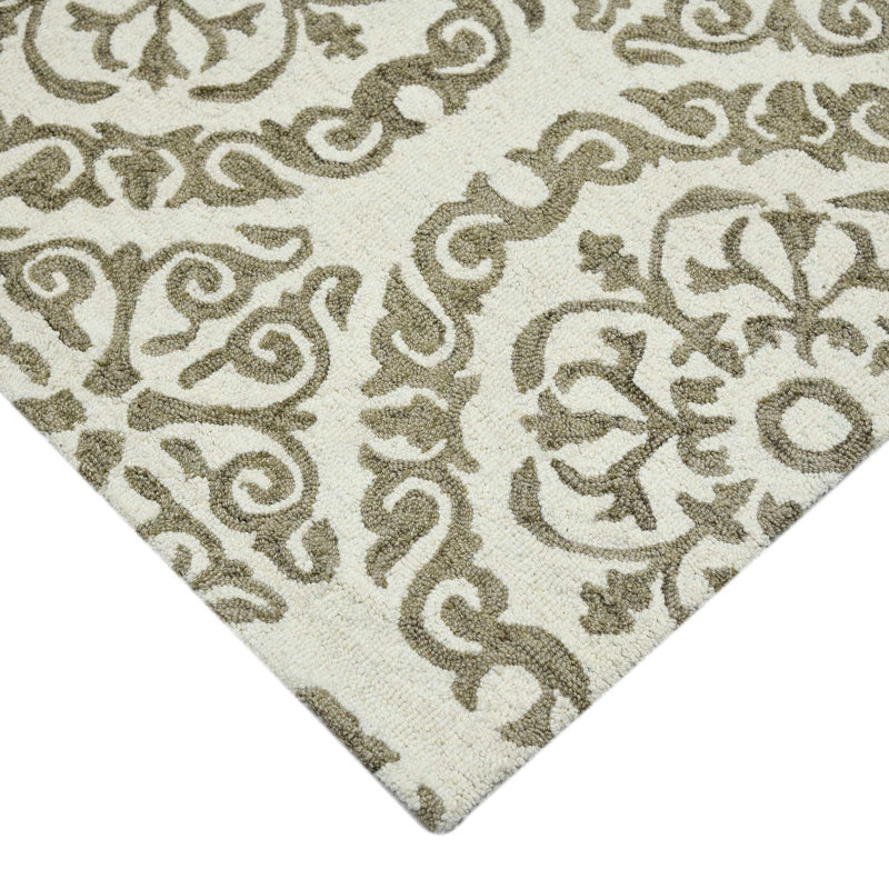 Hand Tufted Wool Geometric Indoor Rug, Rectangle 7'6" x 9'6"