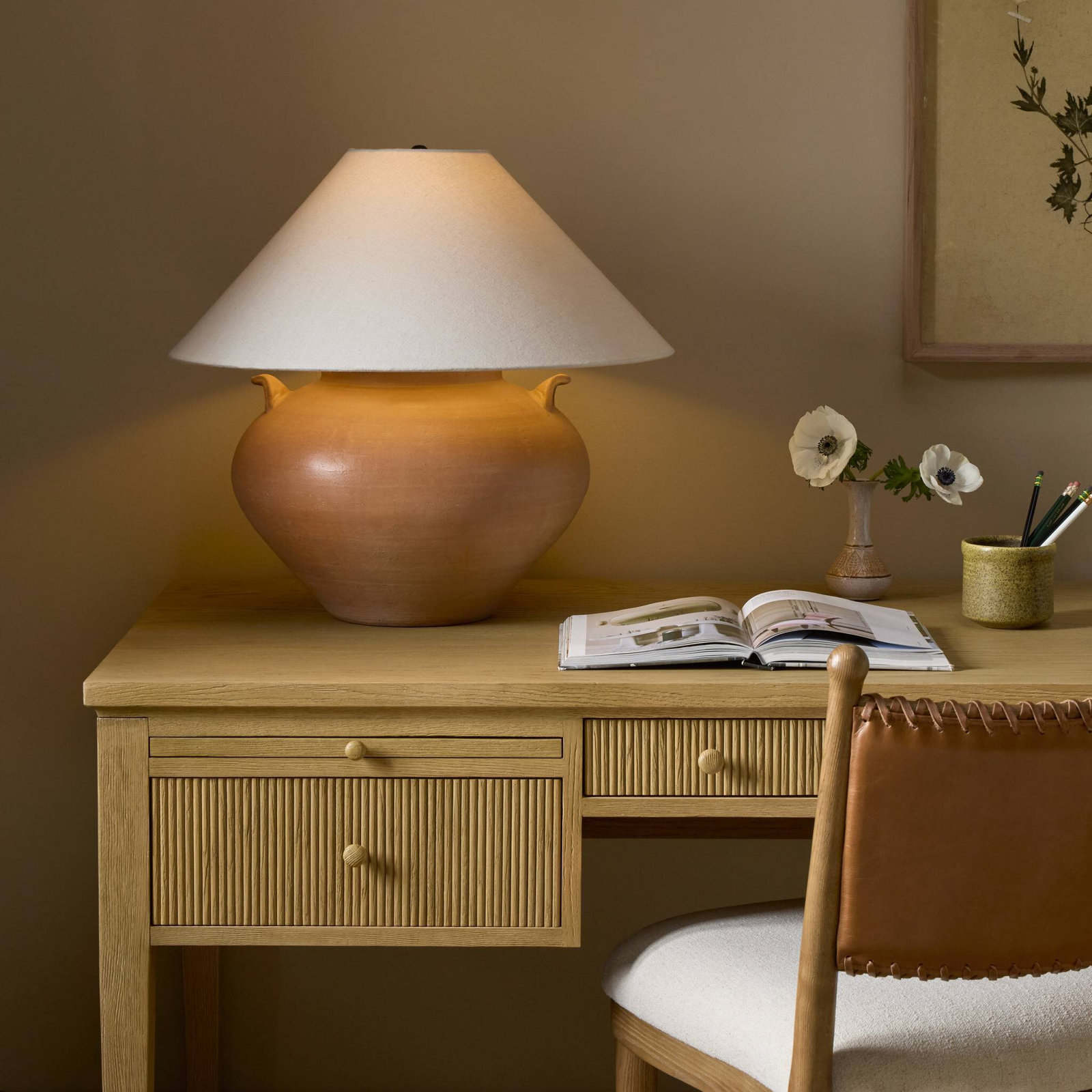 Civita Table Lamp, Aged Natural Terracotta