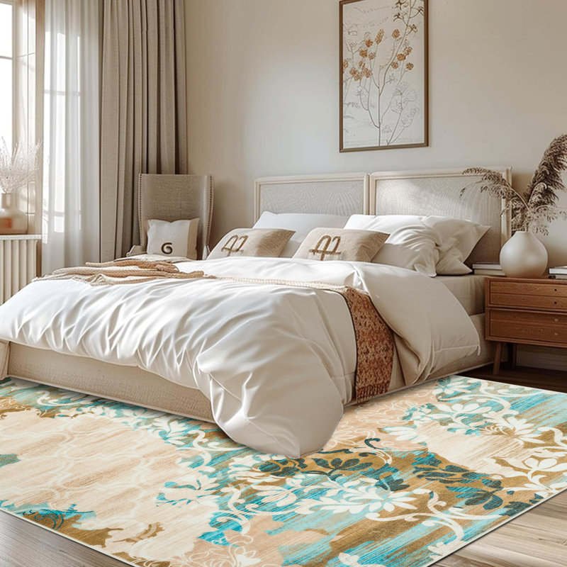 Large Living Room Area Rug Soft Abstract Farmhouse Rugs For Bedroom Under Dining Table, Rectangle 5' x 8'