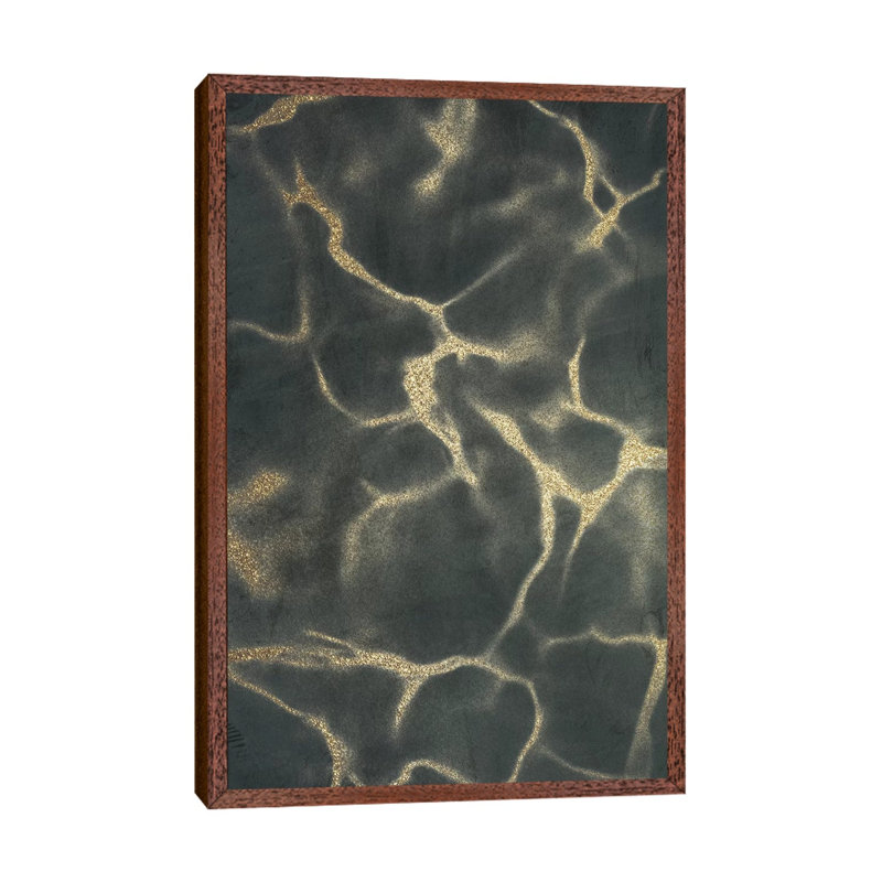 Golden Fluidity I by Marcus Prime - Painting on Canvas, 66.04cm H x 45.72cm W x 3.81cm D, Classic Brown Wood Framed
