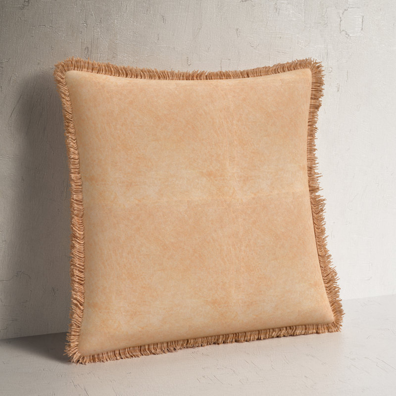 Steph Fringed Cotton Reversible Throw Pillow, 20" x 20", Slate, Down