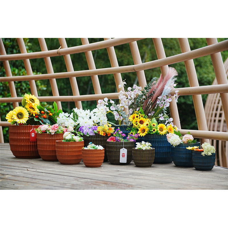 Pot de fleurs en céramique 4 pièces, pot de fleurs moderne pour patio, jardin ou rebord de fenêtre - finition et durabilité toutes saisons