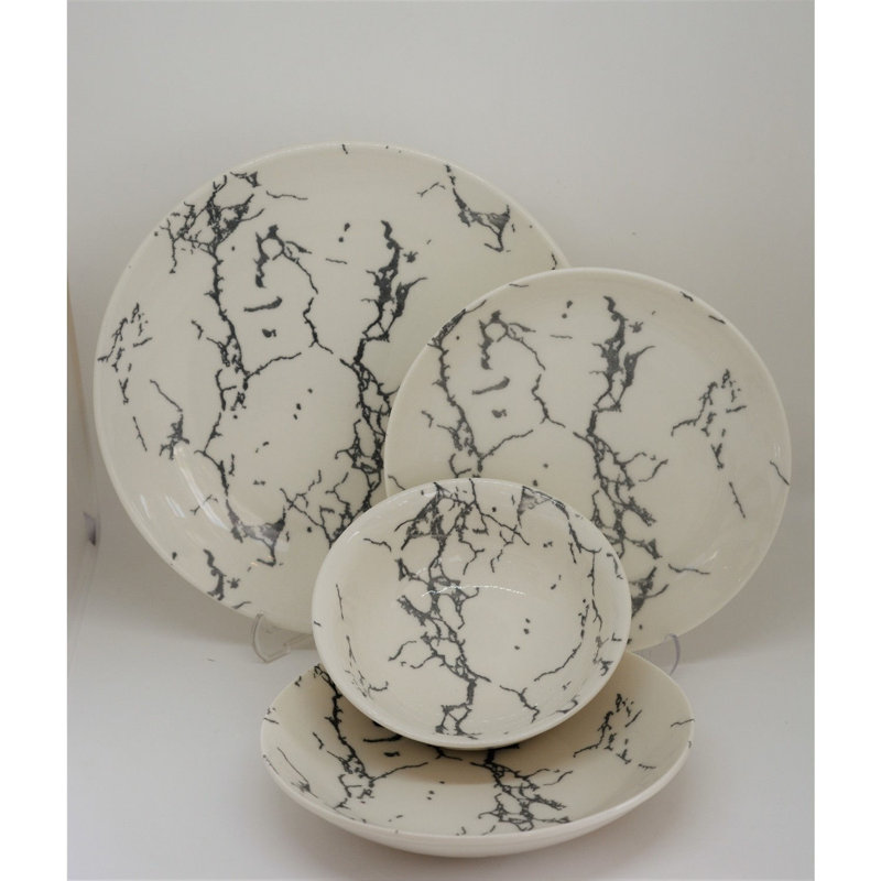 Service de table 24 pièces, service pour 6 Adalbero, Gris / blanc