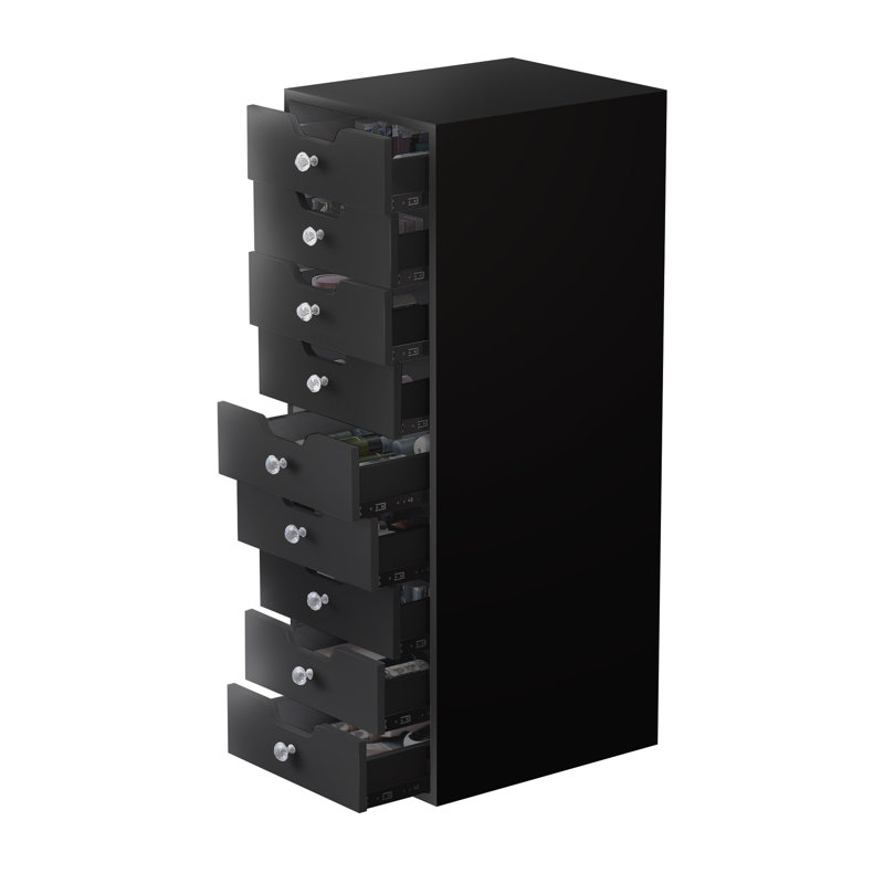 Commode 9 tiroirs Nuaymah, Noir