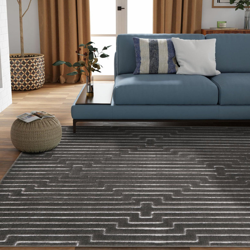 Tapis gris et argent Latitude Run® Mirage Nikica, Carré 10 pi