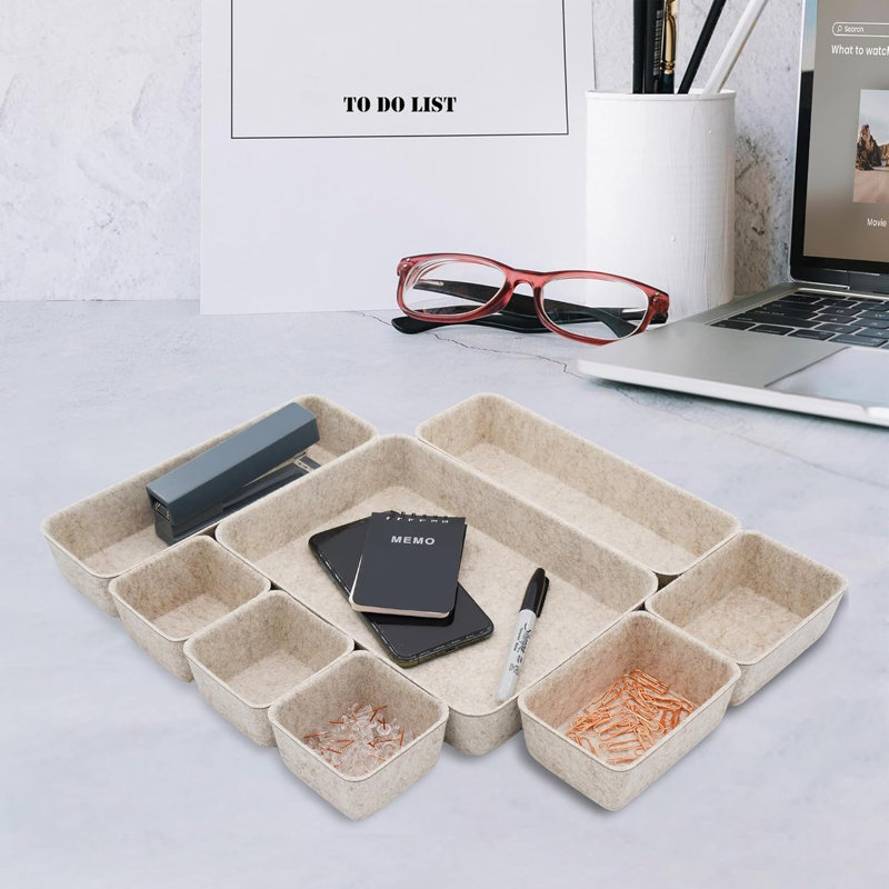 Plateau de rangement de bureau, 8 pièces