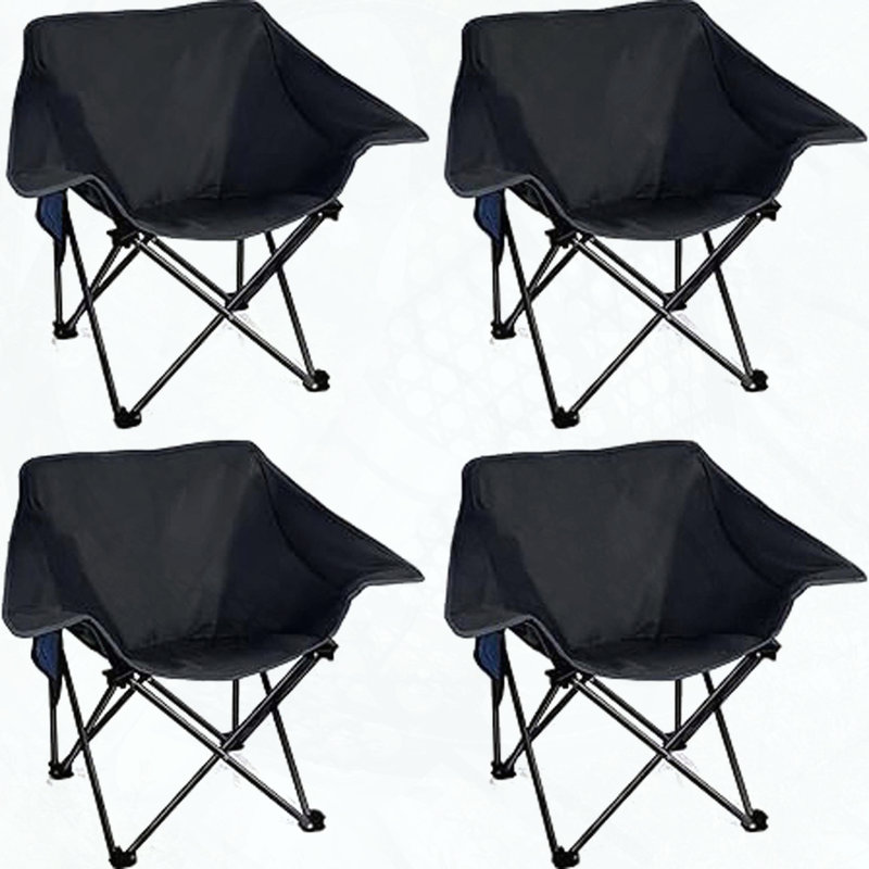 4-Pack Portable Compact Folding Camping Chairs with 400 lbs Capacity, Padded Seat, Black
