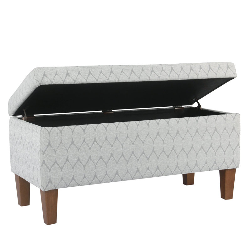 Genoveva Upholstered Storage Bench, Gray Abstract, Brown