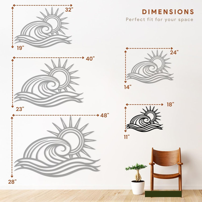 Décoration murale en métal Ocean Wave - Coastal Sun Beach