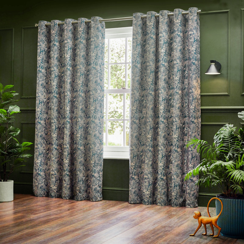 Kozan Room Darkening Curtain Pair, Blue, 229 W x 183 D cm