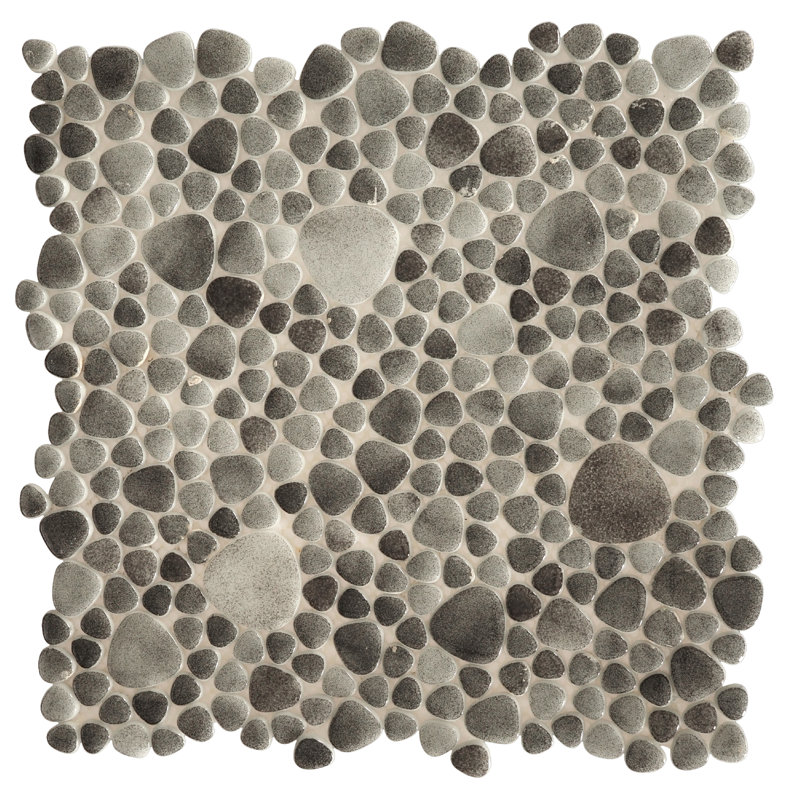 Glass Tile Love 12x12 Pebble Mosaic 10.76 sqft/case, Ideal for Kitchen Backsplash Bathroom Pool Tile, Gray