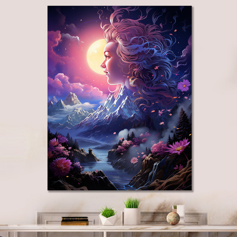 Paysages de ciels magiques roses et mauves I, Toile tendue, 32" H x 16" W
