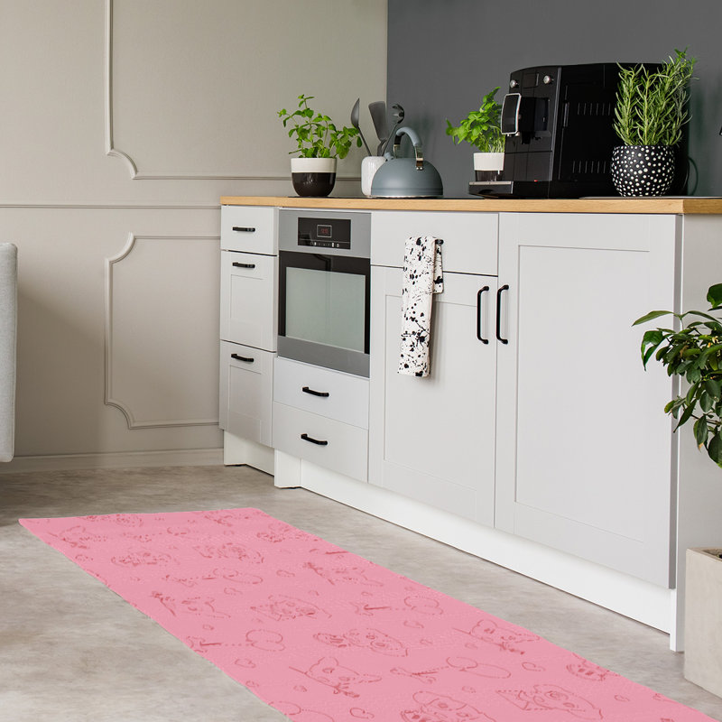 Tapis zone rose fait main, Rectangle 2 pi x 3 pi