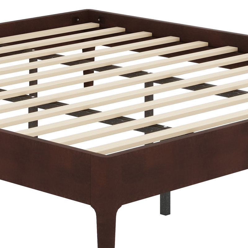 Contemporary Low-Profile Bed Frame Featuring Durable Internal Grid Foundation, Chocolate