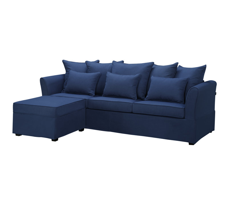 Canapé modulaire réversible avec repose-pieds Azucena, Bleu nautique