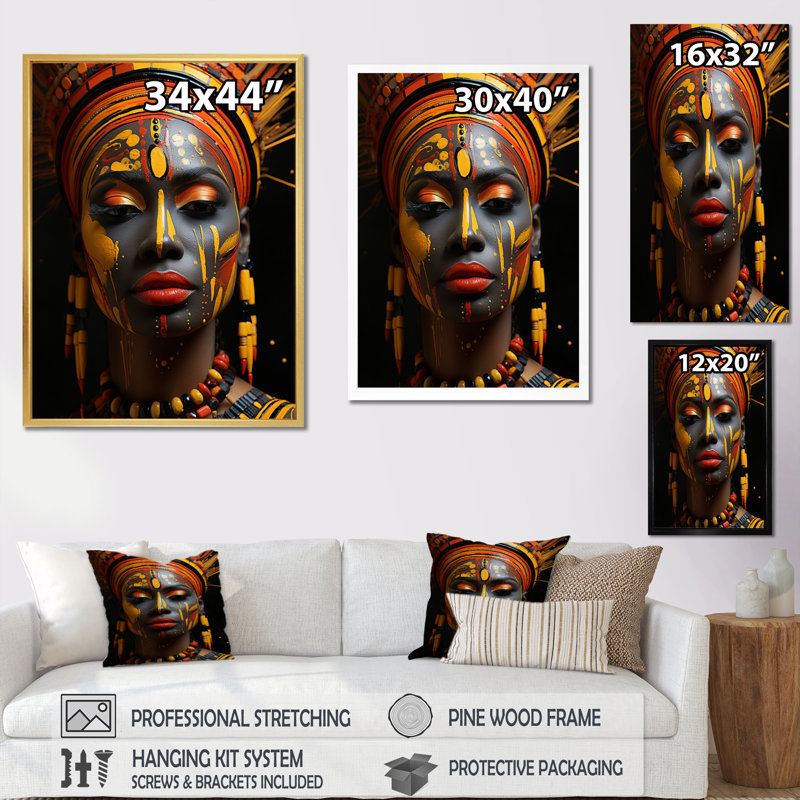 Darika tribal africain Traditions anciennes II, H 40 po x l 30 po x P 1,5 po, Cadre photo argenté