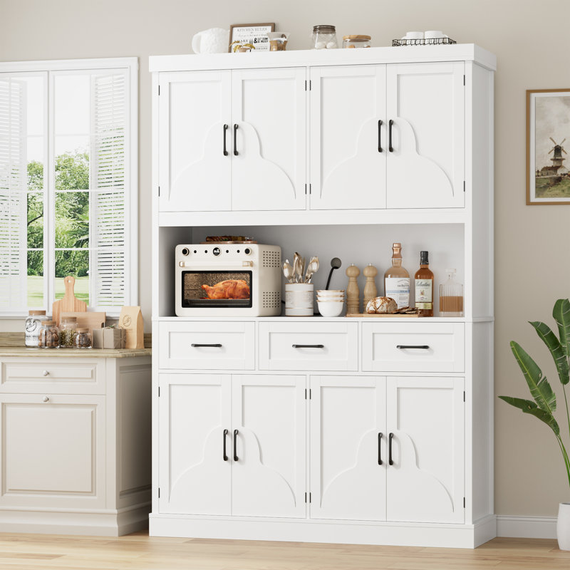 Étagère de boulanger avec rangement fermé et comptoir ouvert de l 55,1 po x H 75,8 po, Blanc