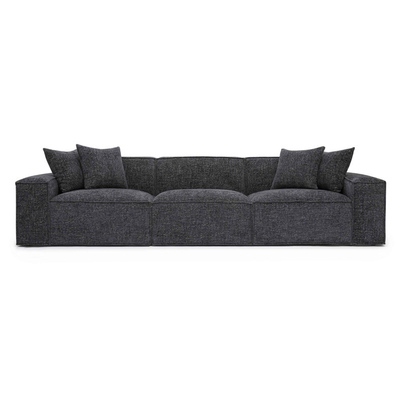 Cherylee Chenille Basketweave Modular Sofa, Charcoal