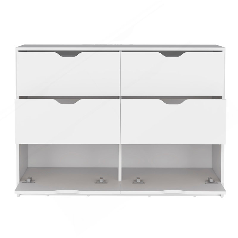 Commode H 30 po, commode 4 tiroirs avec 2 armoires inférieures, commode blanche, Blanc