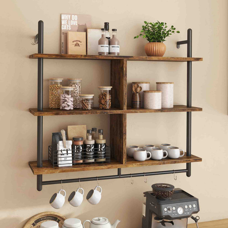 3 Piece Wood Tiered Shelf, Rustic Brown