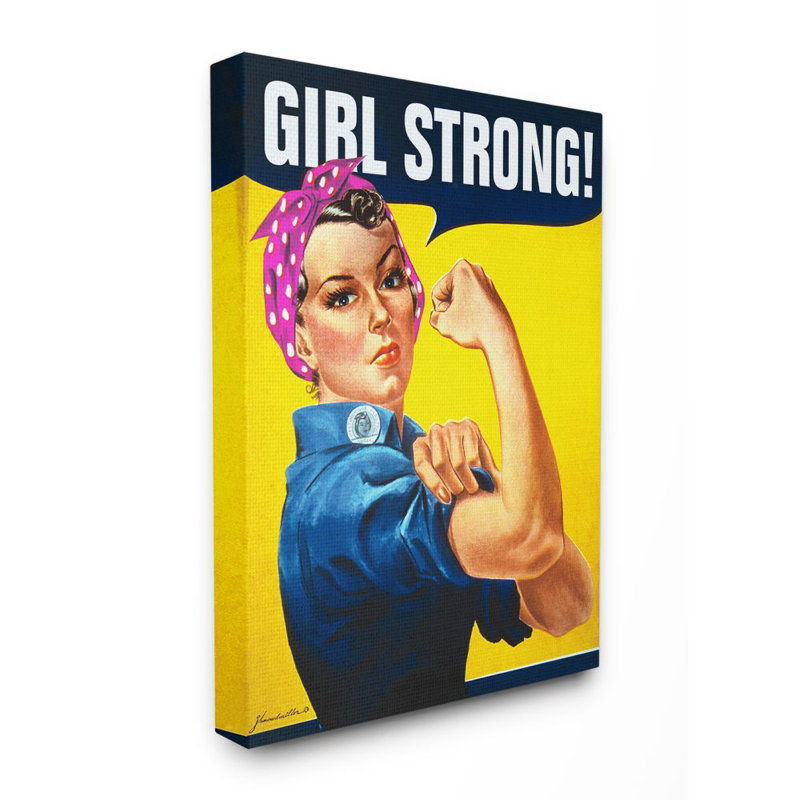 « fille strong solid », reproduction d’affiche "par retrorocket-impression, H 48 po x l 36 po x P 1,5 po, Toile tendue