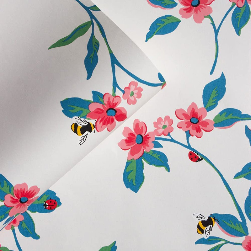 10.05m x 53cm Matte Wallpaper Roll, Cream/Red
