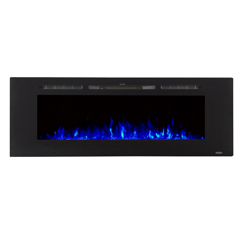 Sideline 60" Black Recessed Electric Fireplace with Realistic Flames