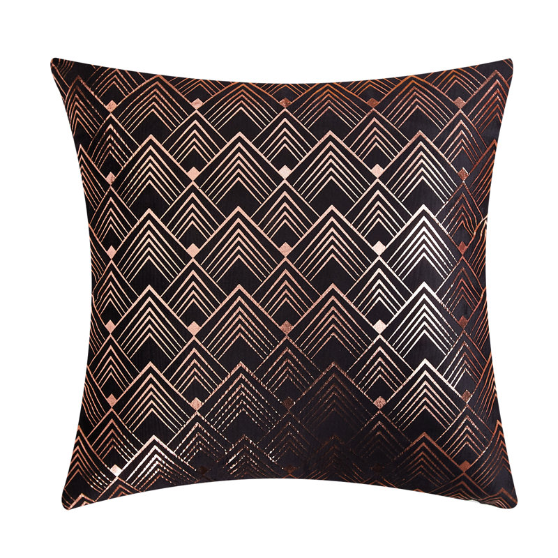 Housse et insert de coussin décoratif en velours Velvet Throw  Pillow Cover with Geometric pattern, Noir, polyester