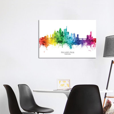 Philadelphia Skyline Rainbow by Michael Tompsett - Wrapped Canvas Gallery-Wrapped Canvas Giclée