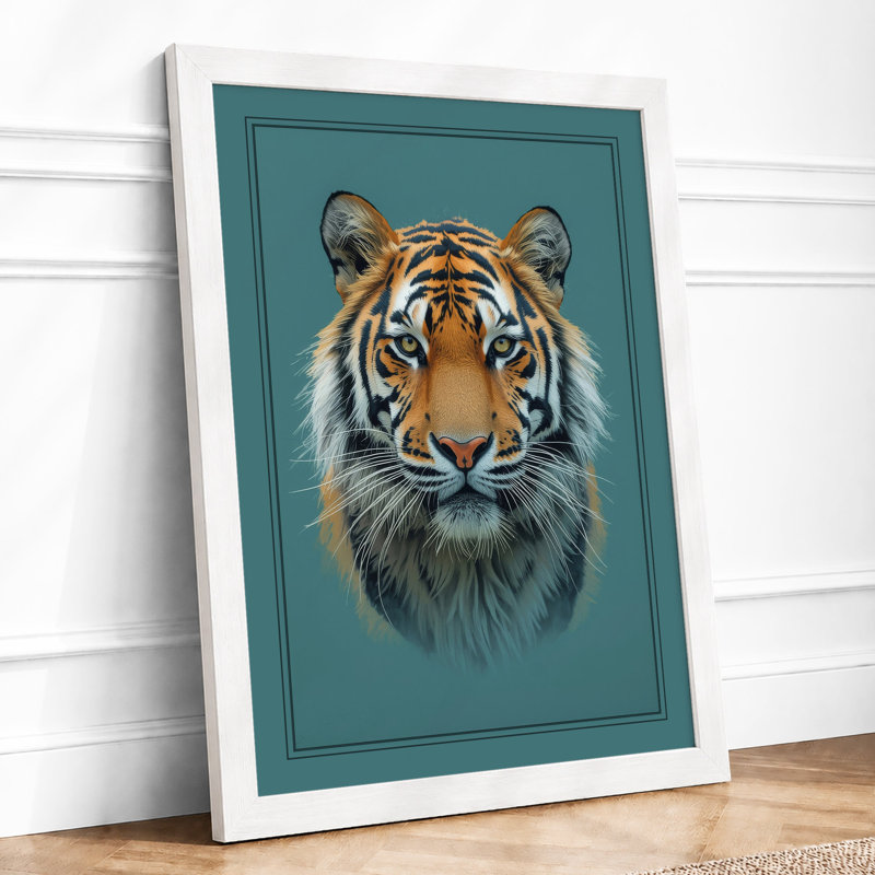 Tiger's Gaze Realism - Framed Print, A4 - 29.7 x 21.0 cm, White