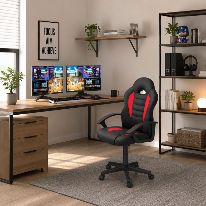 Chaise de jeu et de course pour enfants et étudiants, avec roulettes, design ergonomique pour un confort et un soutien optimaux, idéale pour étudier et jouer.