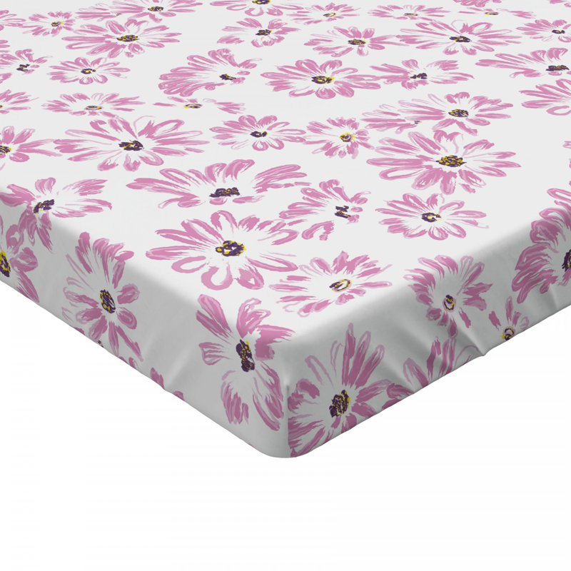 Microfiber Fitted Sheet, Queen Fitted Sheet, Pink/Brown/White Floral