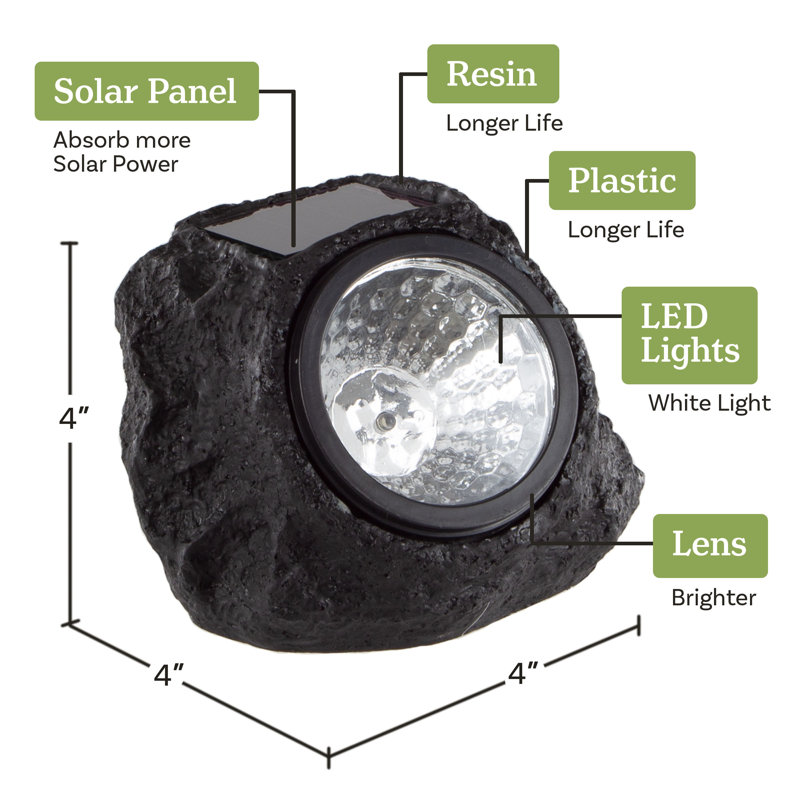Solar Rock Lights Outdoor - 4-Pack Super Bright Weather Resistant LED Solar Spot Lights - Auto On/Off Solar Rocks for Landscaping by Pure Garden