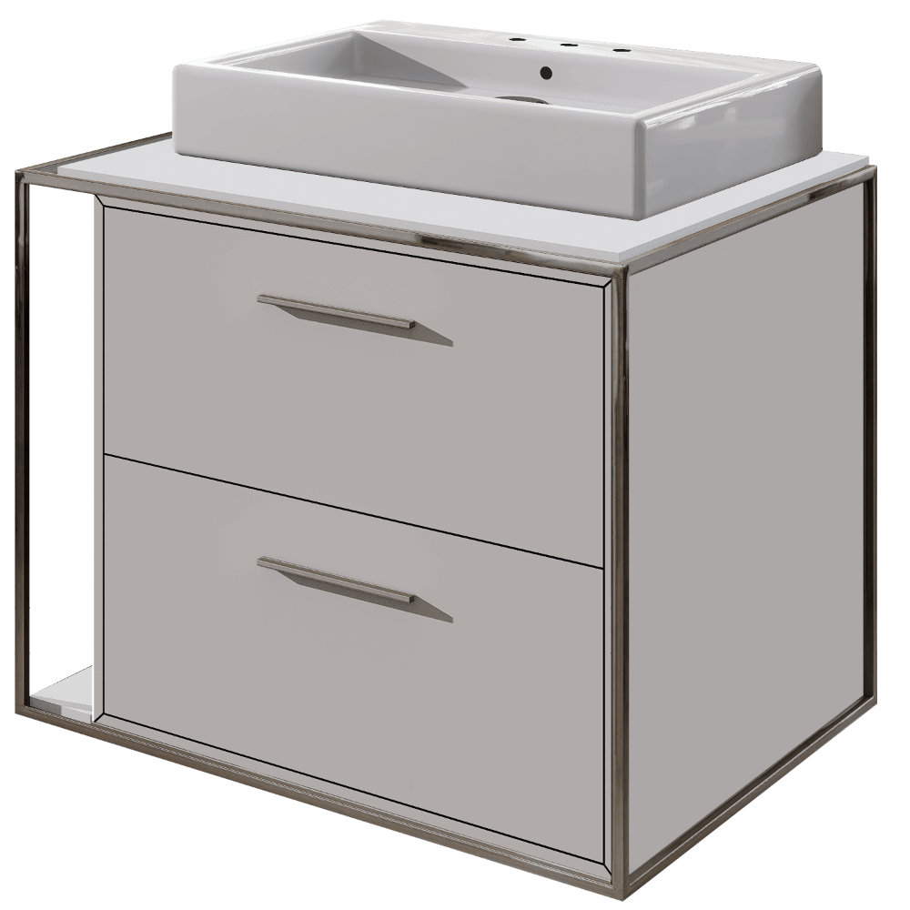 Linea 24'' Single Bathroom Vanity, Cloud, Polished Stainless Steel, 8" Widespread
