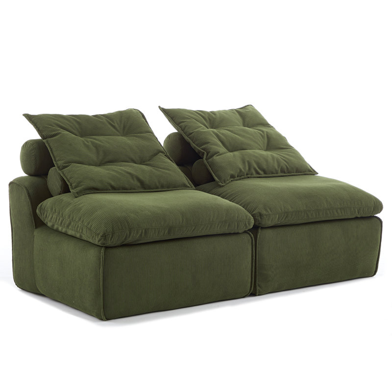 Canapé modulaire polyvalent avec revêtement en velours côtelé doux et coussins multiples pour la détente, Green