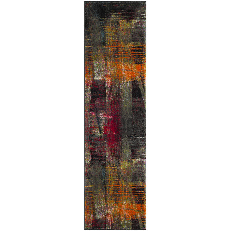Tapis abstrait Hasseltine Performance, Tapis de couloir 2 pi 3 po x 6 pi