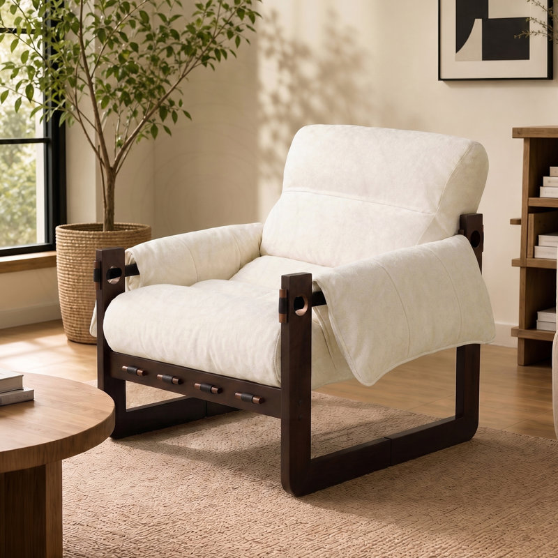 Chaise d'appoint en chenille avec structure en bois