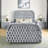 Contemporary 2 Nightstand - Gray Finish, Faux Marble Top, Button Design With Top And Storage-838136993