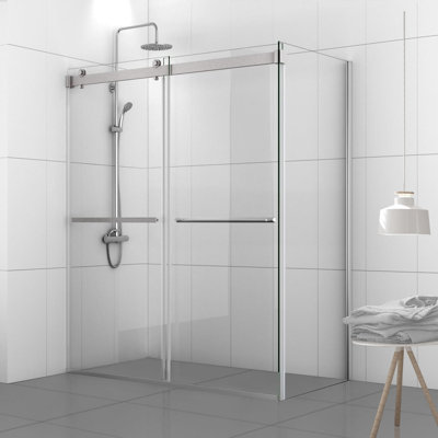 Spezia 64.6'' W 76'' H Semi-Frameless Rectangle Reversible Shower Enclosure