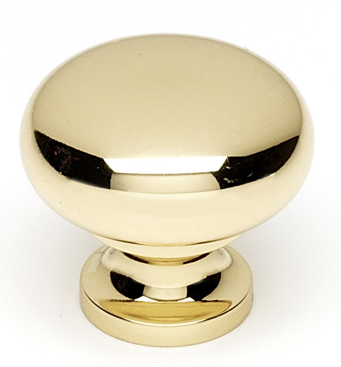 Mushroom Knob, Polished Brass